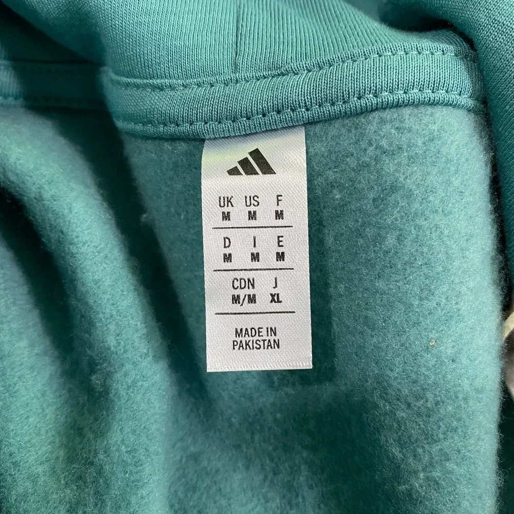 Adidas 3D Retro 70s Striped Logo Hoodie Mens Medium Powder Teal Disco Groovy NWT
